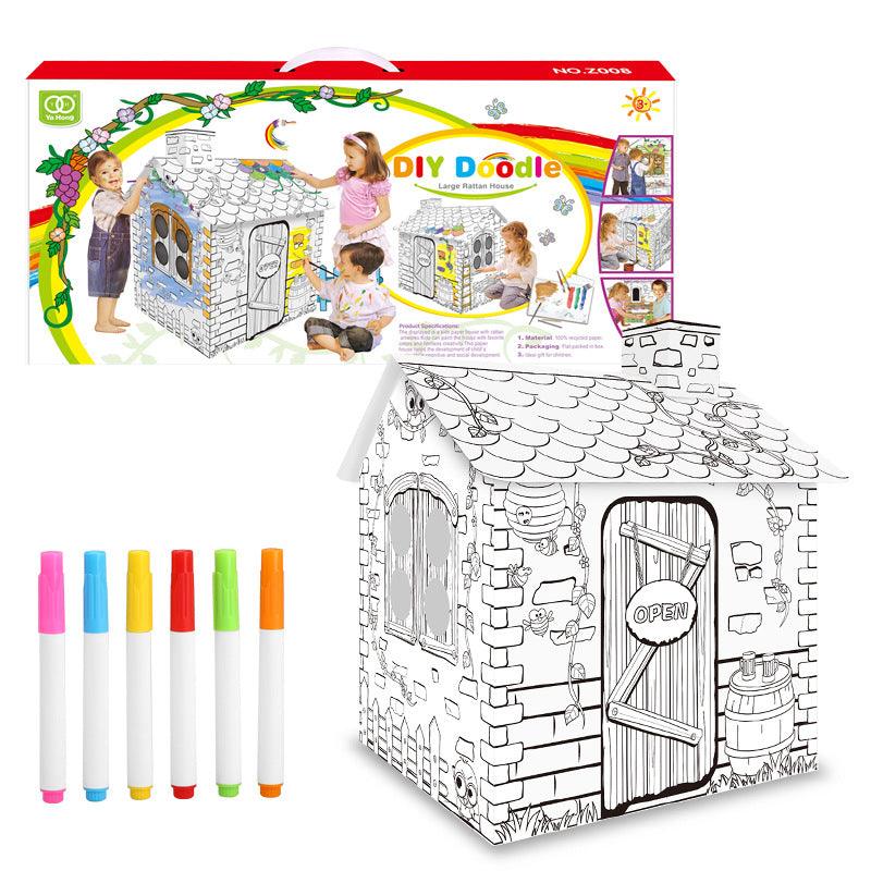 DIY Creative Cardboard Coloring Playhouse | Pädagogisches Papierspielzeug