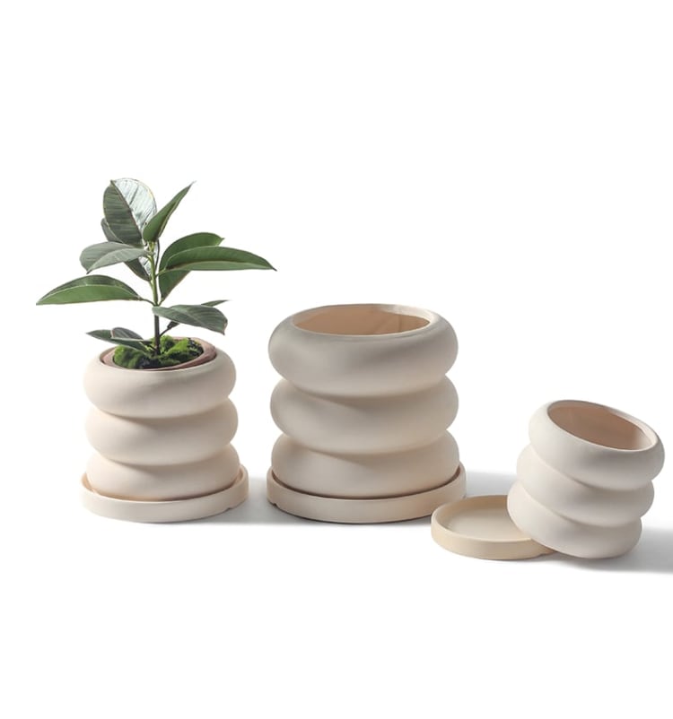 Donut - Pflanzentopf mit Saucer In / Outdoor Beige
