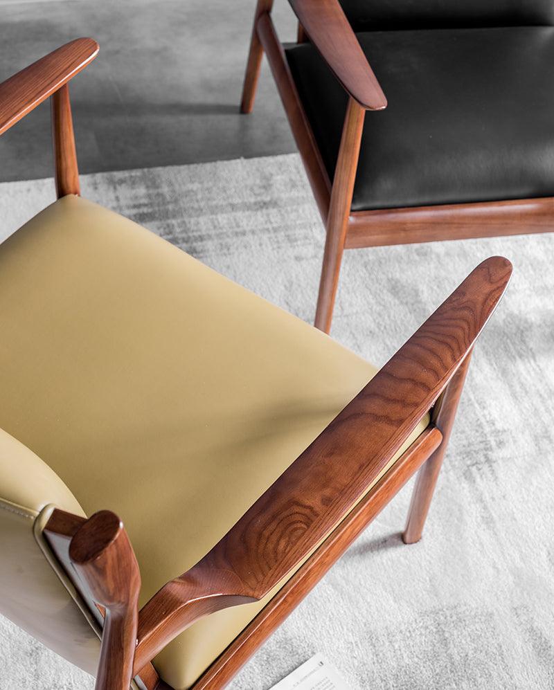 Douk - Solid Ash Wood & Leder Sessel | Lesestuhl