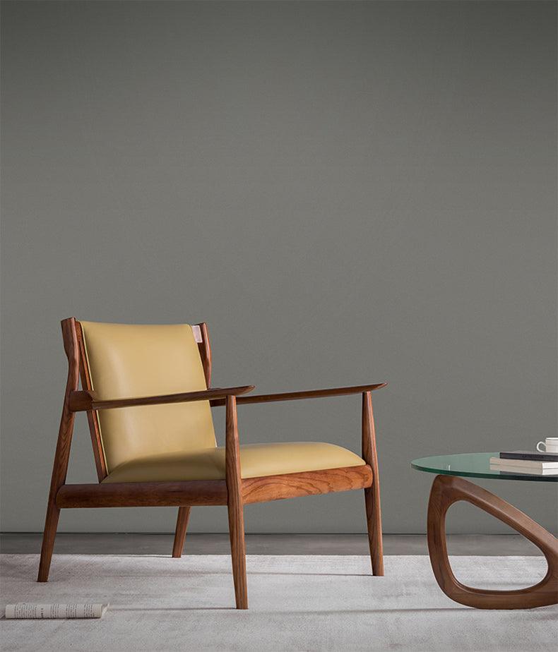 Douk - Solid Ash Wood & Leder Sessel | Lesestuhl