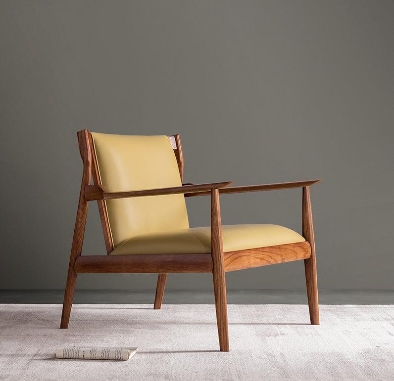 Douk - Solid Ash Wood & Leder Sessel | Lesestuhl
