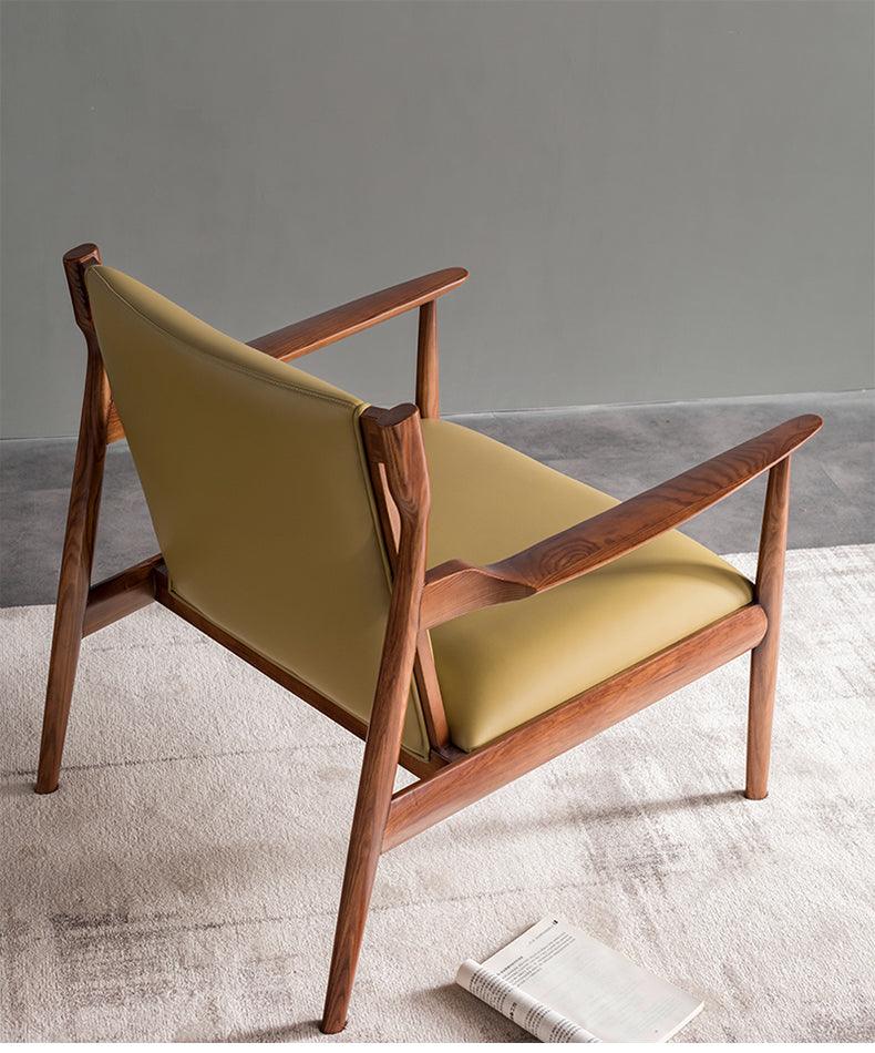 Douk - Solid Ash Wood & Leder Sessel | Lesestuhl