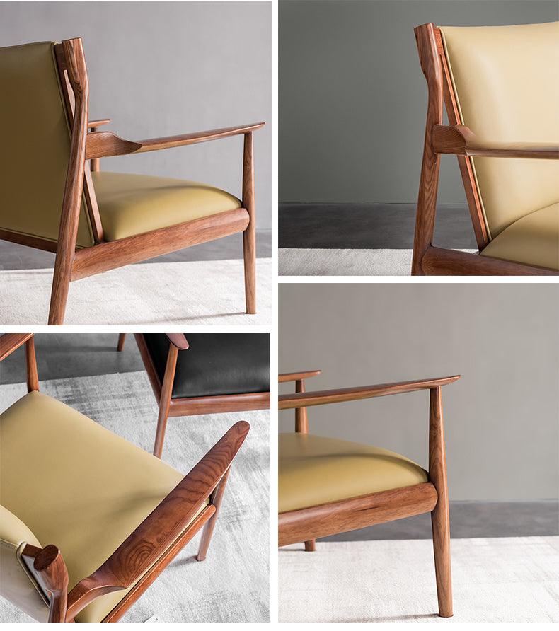 Douk - Solid Ash Wood & Leder Sessel | Lesestuhl