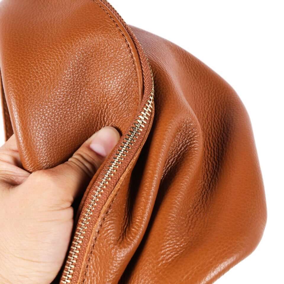 Schwarz Top Grain Cow Leather Fanny Packung | Anti-Diebstahl-Körpertasche