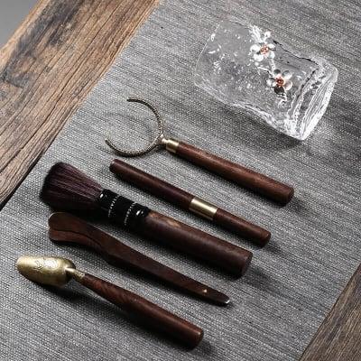 Glas & Massivholz Tee Zeremonie Sechs Herren Tee Zubehör
