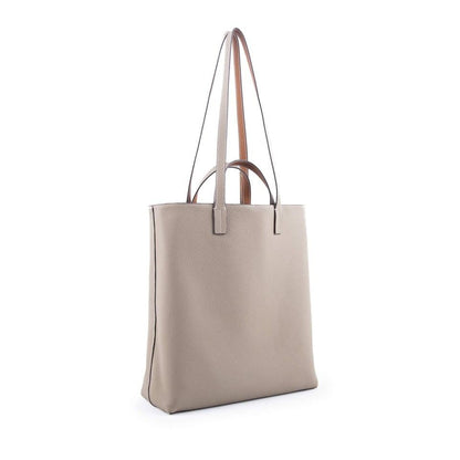 Grau & Braun Doppelseitige Vollkorn Kuh Leder Große Kapazität Tragetasche | Handtasche | Schultertasche