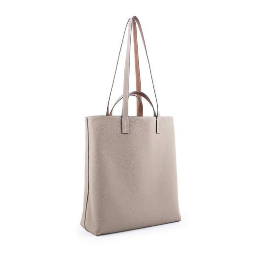 Grau & Braun Doppelseitige Vollkorn Kuh Leder Große Kapazität Tragetasche | Handtasche | Schultertasche