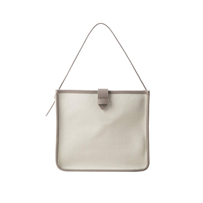 KOJII - Quadratgroße Tote-Tasche in Leder & Canvas Grau