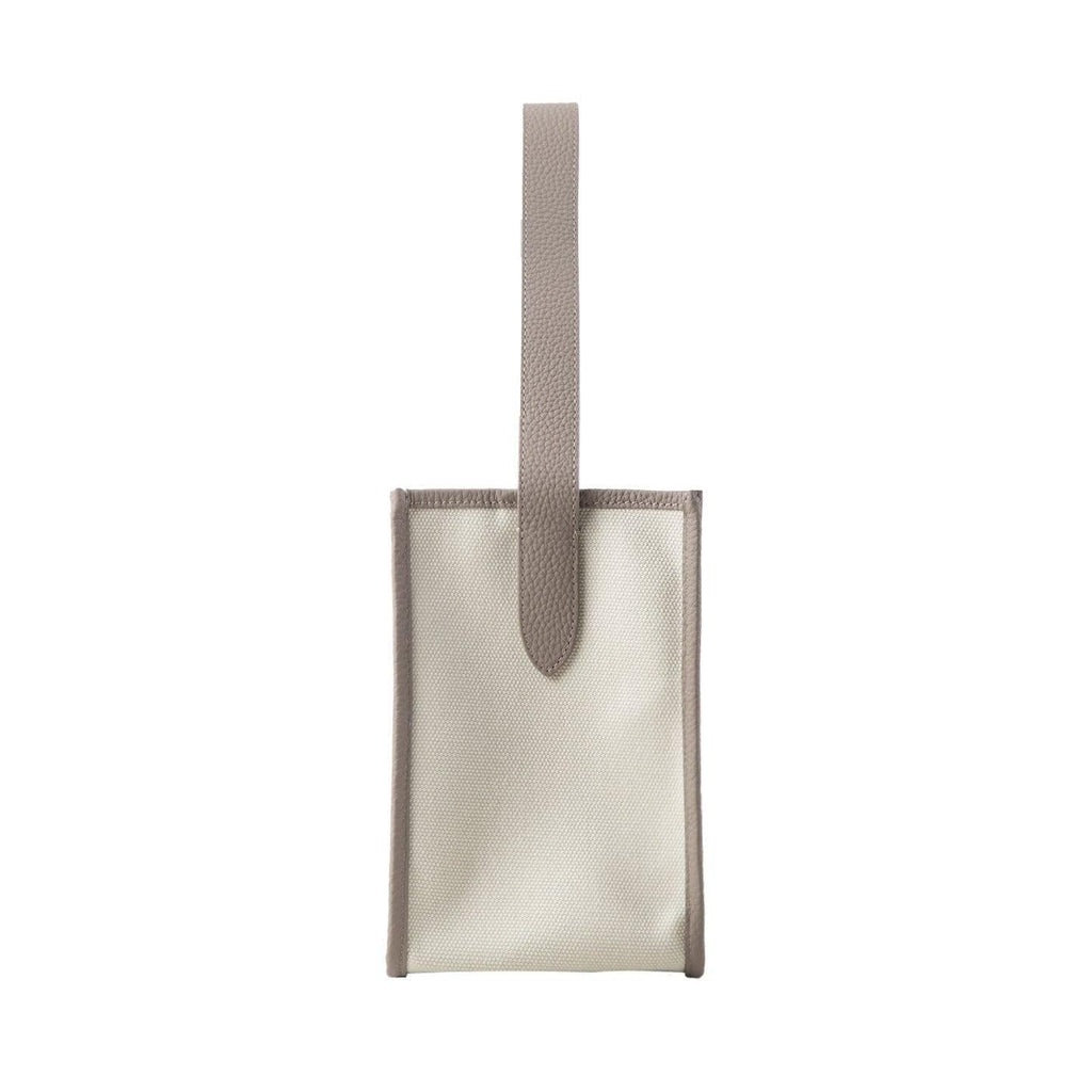 KOJII - Quadratgroße Tote-Tasche in Leder & Canvas Grau