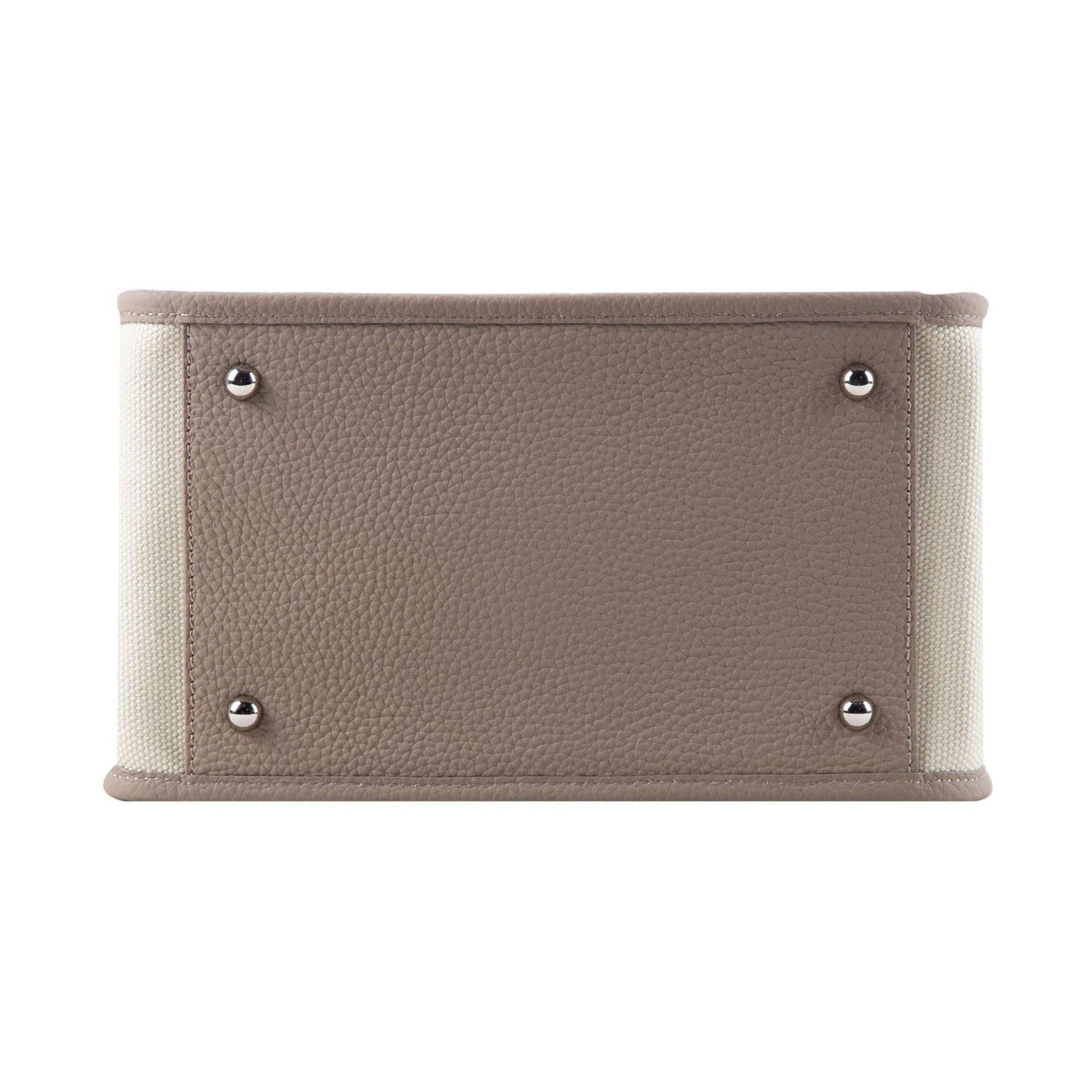 KOJII - Quadratgroße Tote-Tasche in Leder & Canvas Grau