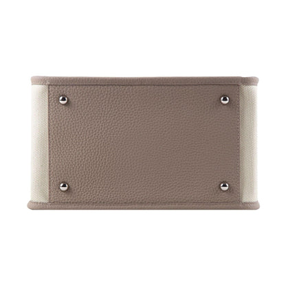 KOJII - Quadratgroße Tote-Tasche in Leder & Canvas Grau