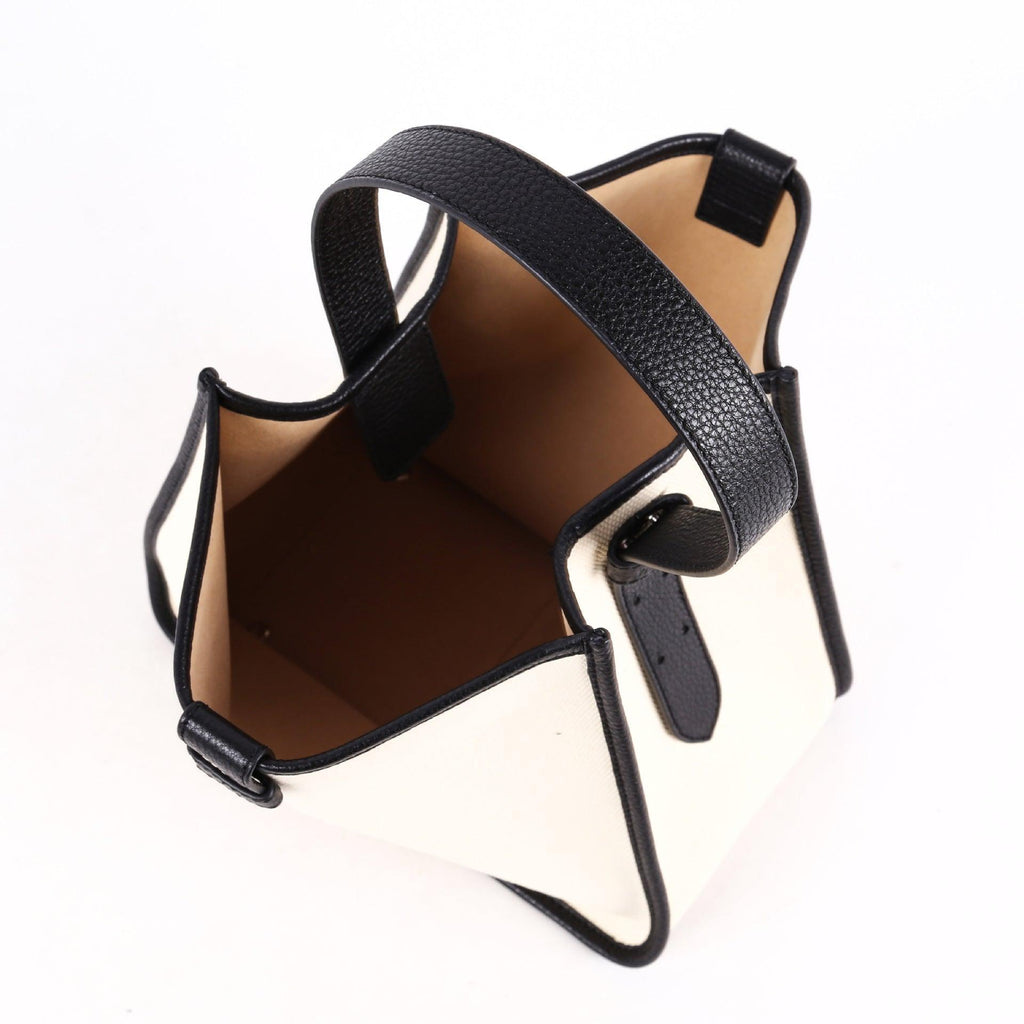 KOJII - Quadratgroße Tote-Tasche in Leder & Canvas Grau