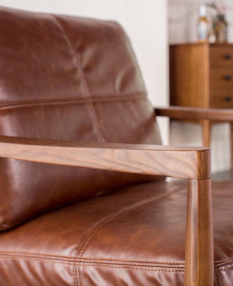 Hiroko - Solid Ash Wood & Leder Sessel | Lesestuhl | Doppelsofas