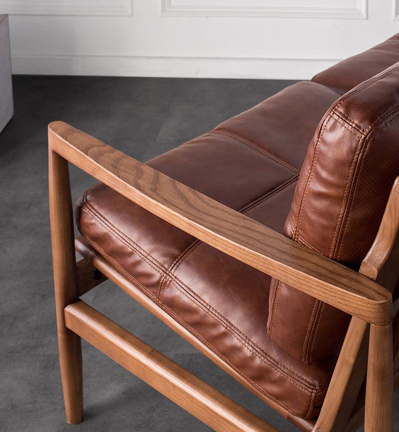 Hiroko - Solid Ash Wood & Leder Sessel | Lesestuhl | Doppelsofas