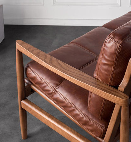Hiroko - Solid Ash Wood & Leder Sessel | Lesestuhl | Doppelsofas
