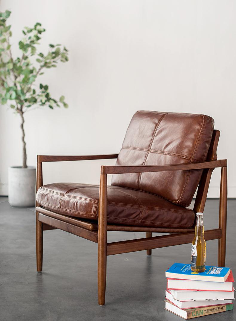 Hiroko - Solid Ash Wood & Leder Sessel | Lesestuhl | Doppelsofas