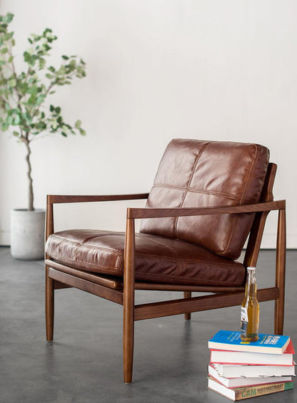 Hiroko - Solid Ash Wood & Leder Sessel | Lesestuhl | Doppelsofas
