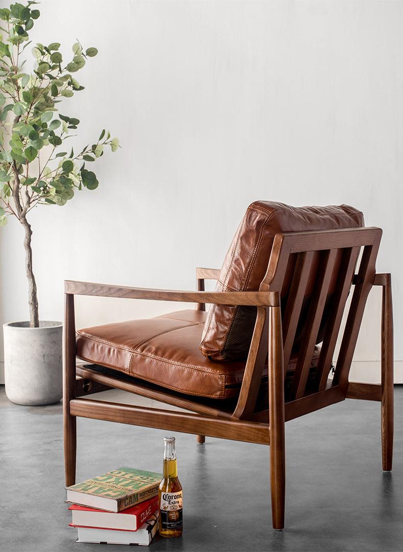 Hiroko - Solid Ash Wood & Leder Sessel | Lesestuhl | Doppelsofas