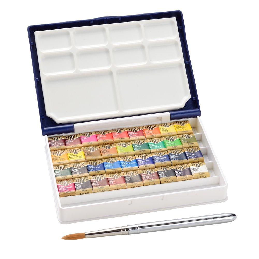 Holbein Artists 'Aquarellfarbe Half Pan Blau Palm Case 18-24-36 Farbensets