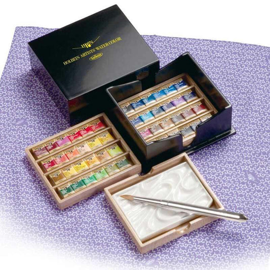 Holbein Artists Aquarellfarbe Halb Pan Holzgehäuse 48 Farben Set