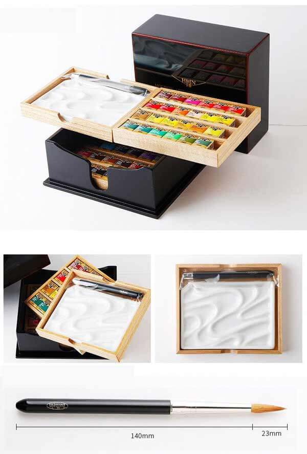Holbein Artists Aquarellfarbe Halb Pan Holzgehäuse 48 Farben Set