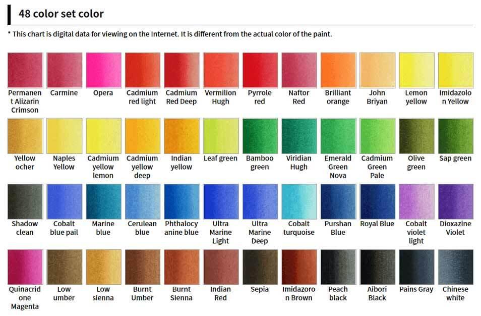 Holbein Artists Aquarellfarbe Halb Pan Holzgehäuse 48 Farben Set