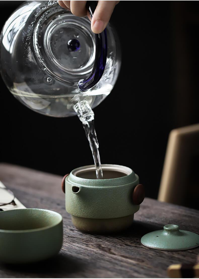 Ceramic Travel Tea Set im japanischen Stil - 3 Stück