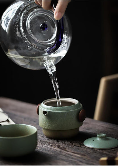 Ceramic Travel Tea Set im japanischen Stil - 3 Stück