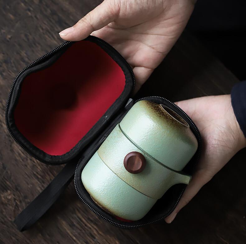 Ceramic Travel Tea Set im japanischen Stil - 3 Stück