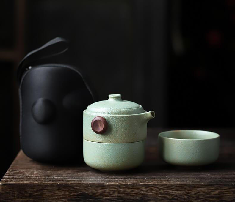 Ceramic Travel Tea Set im japanischen Stil - 3 Stück