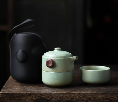 Ceramic Travel Tea Set im japanischen Stil - 3 Stück