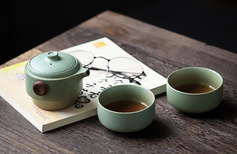 Ceramic Travel Tea Set im japanischen Stil - 3 Stück
