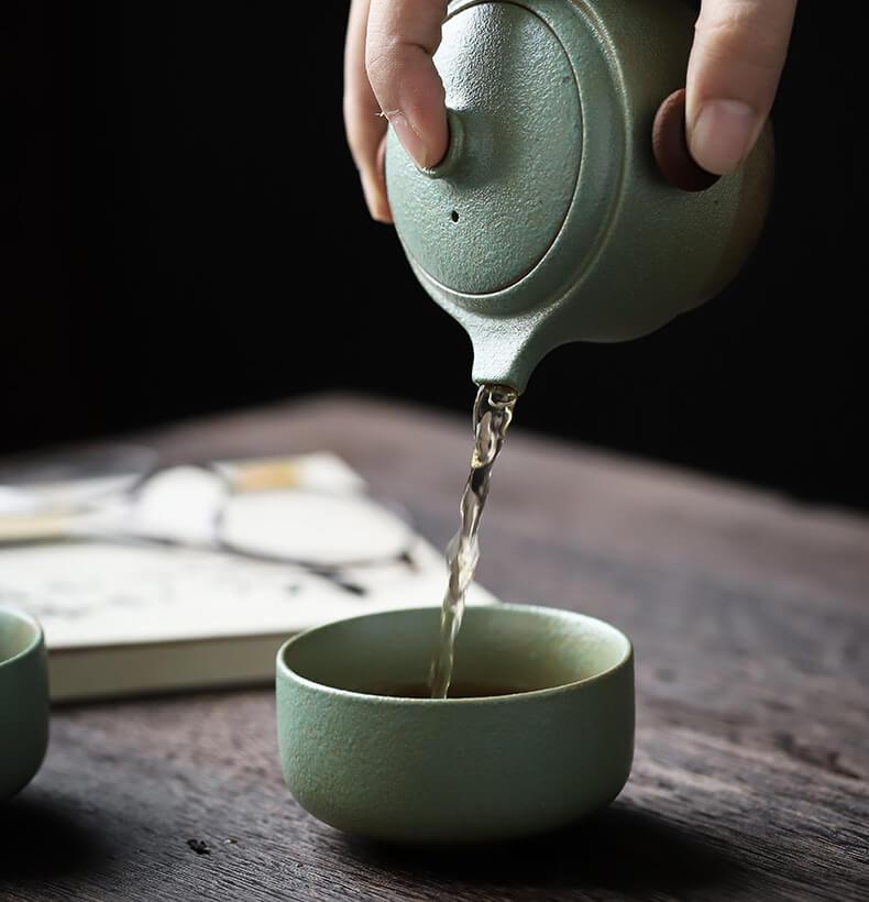 Ceramic Travel Tea Set im japanischen Stil - 3 Stück