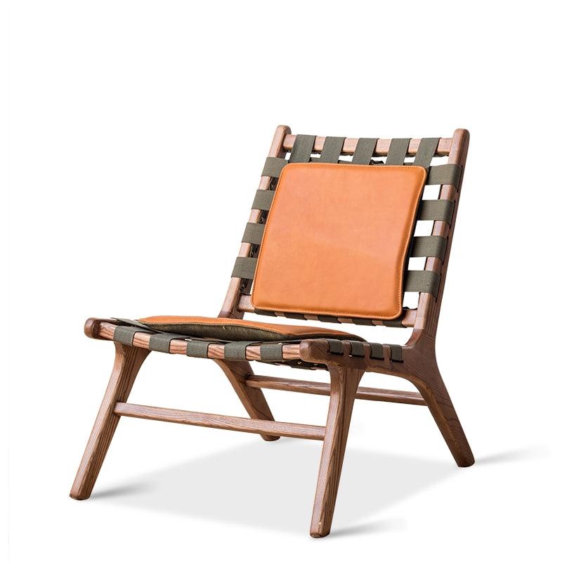Juan - Solid Ash Wood & Leder Loungesessel | Lesestuhl
