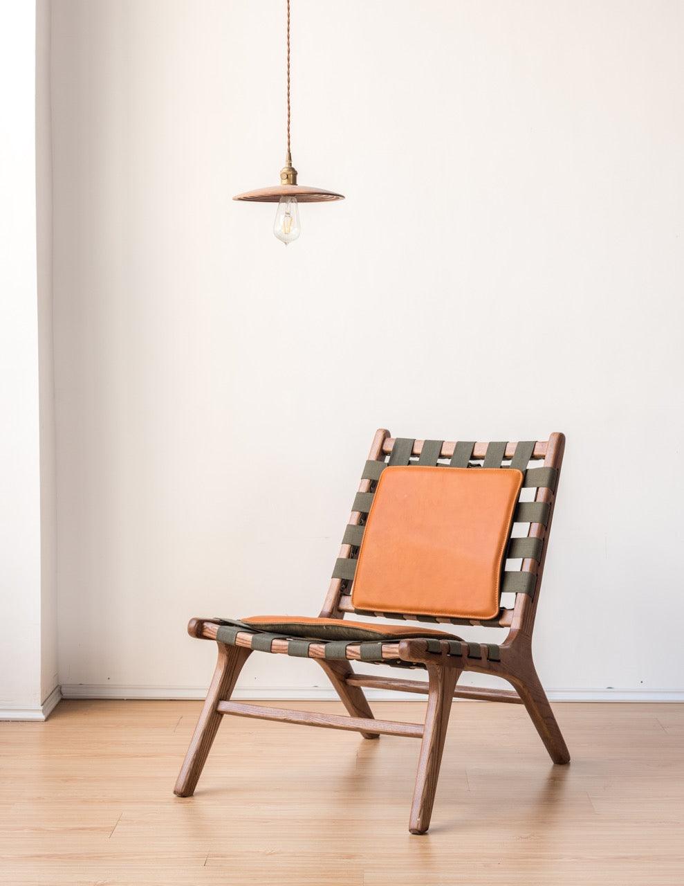 Juan - Solid Ash Wood & Leder Loungesessel | Lesestuhl