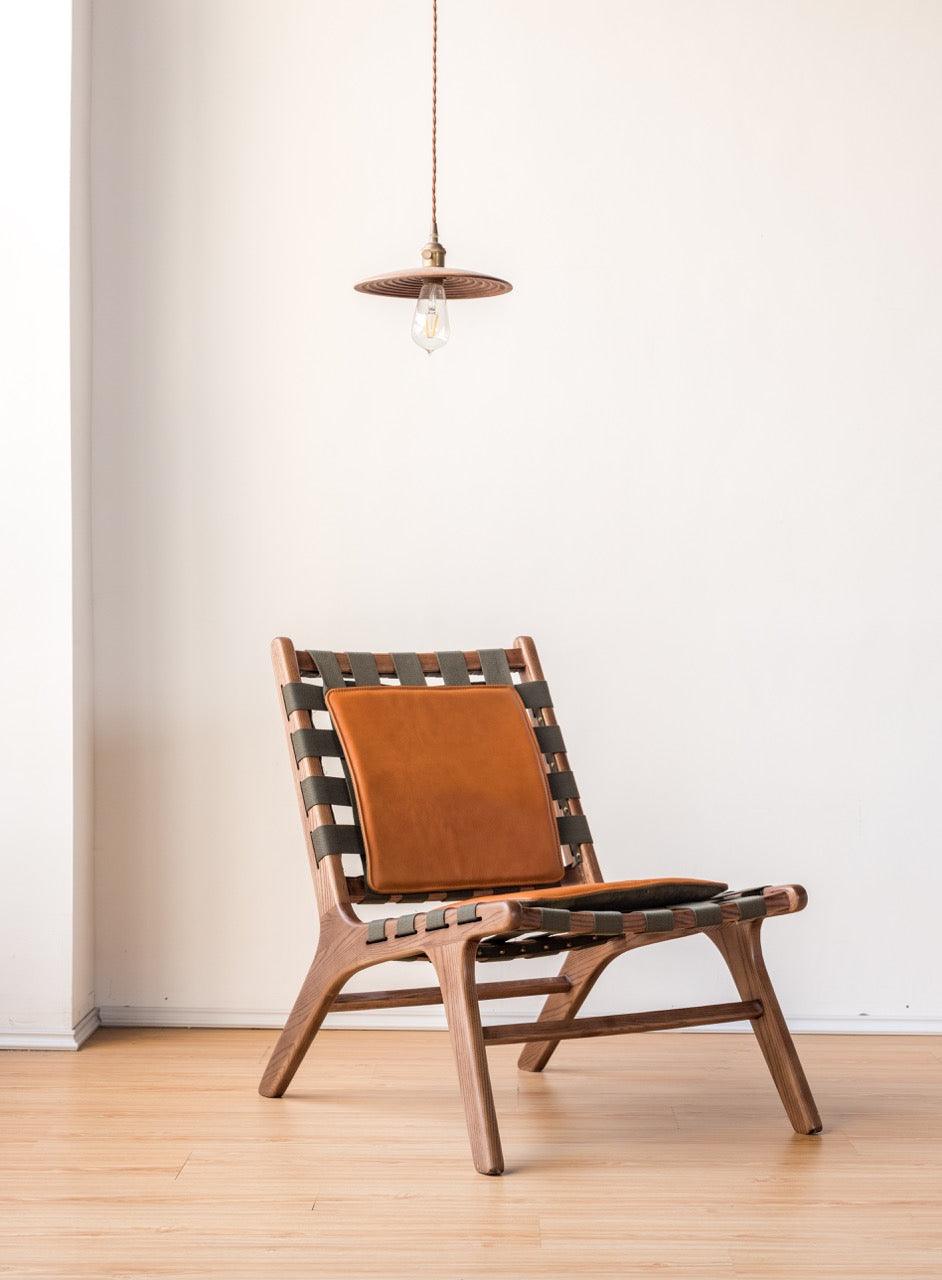 Juan - Solid Ash Wood & Leder Loungesessel | Lesestuhl