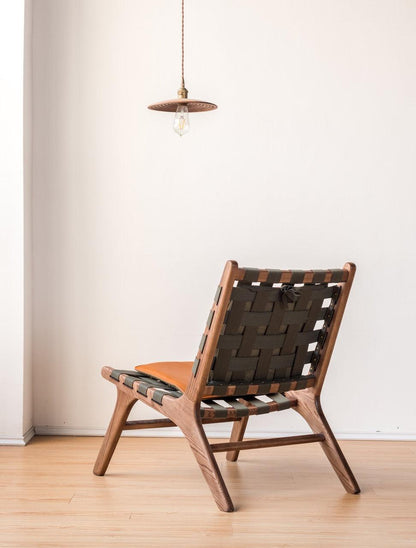 Juan - Solid Ash Wood & Leder Loungesessel | Lesestuhl