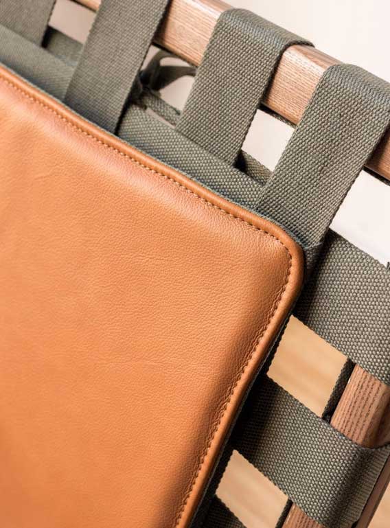 Juan - Solid Ash Wood & Leder Loungesessel | Lesestuhl