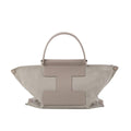 INA - Mini Tragetasche in Leder & Canvas Khaki