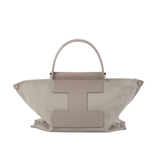 INA - Mini Tragetasche in Leder & Canvas Khaki