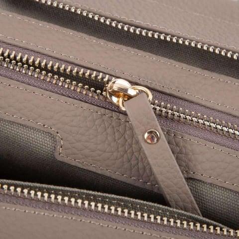 INA - Mini Tragetasche in Leder & Canvas Khaki