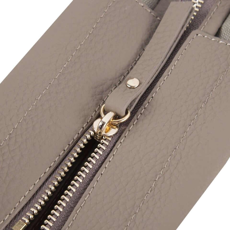 INA - Mini Tragetasche in Leder & Canvas Weiß & Creme