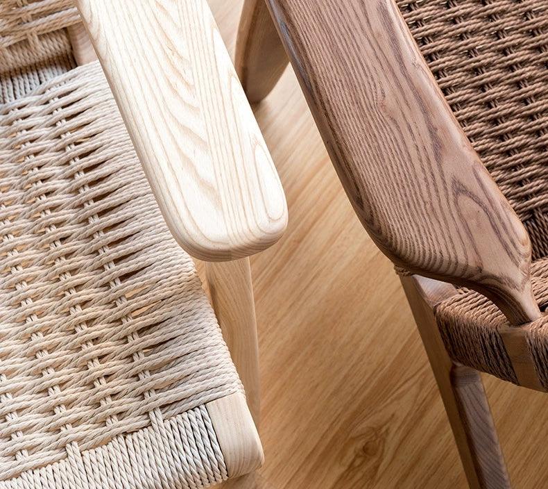Kojii- Solid Ash Wood & Kraft Paper Rope Sessel | Lesestuhl