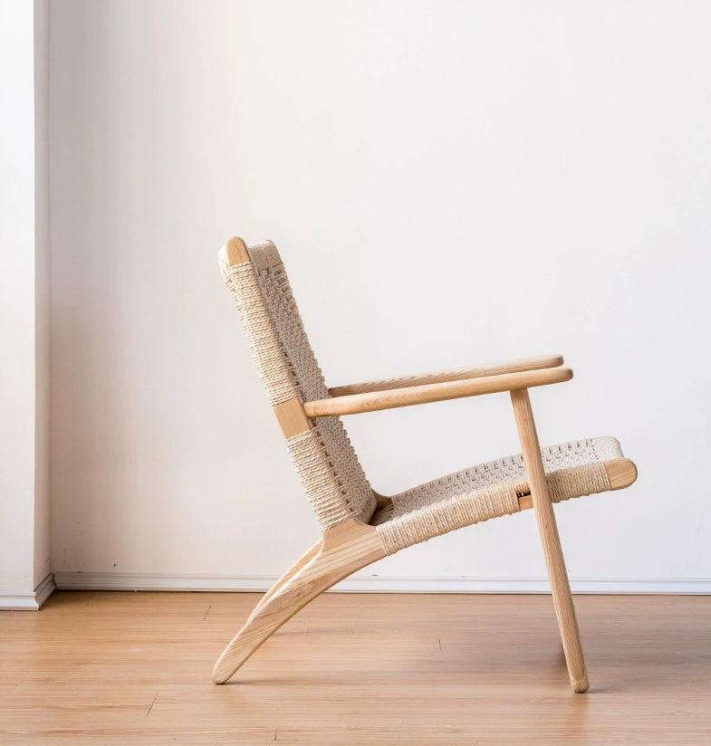Kojii- Solid Ash Wood & Kraft Paper Rope Sessel | Lesestuhl