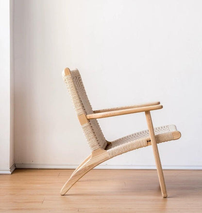 Kojii- Solid Ash Wood & Kraft Paper Rope Sessel | Lesestuhl