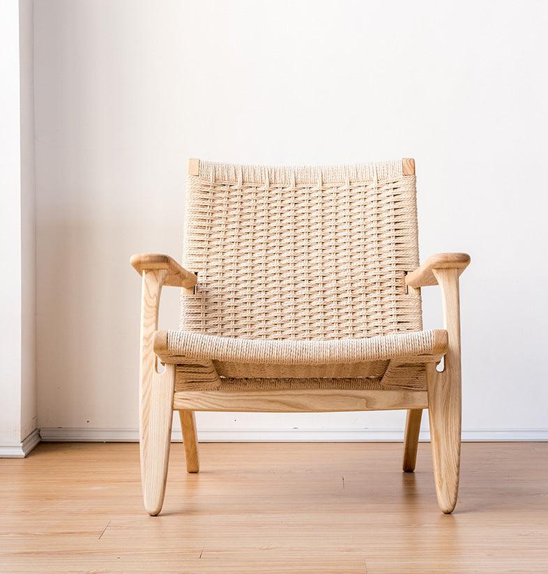 Kojii- Solid Ash Wood & Kraft Paper Rope Sessel | Lesestuhl