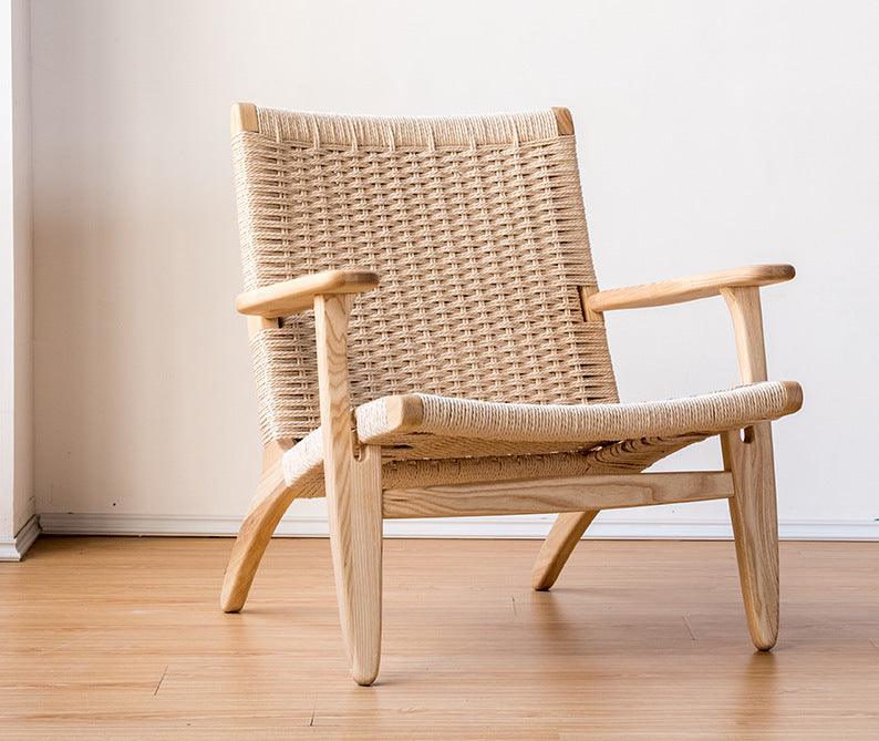 Kojii- Solid Ash Wood & Kraft Paper Rope Sessel | Lesestuhl