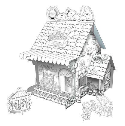 Pädagogisches Papierspielzeug | Mini DIY Creative Coloring Cardboard House - Eiscreme Shop