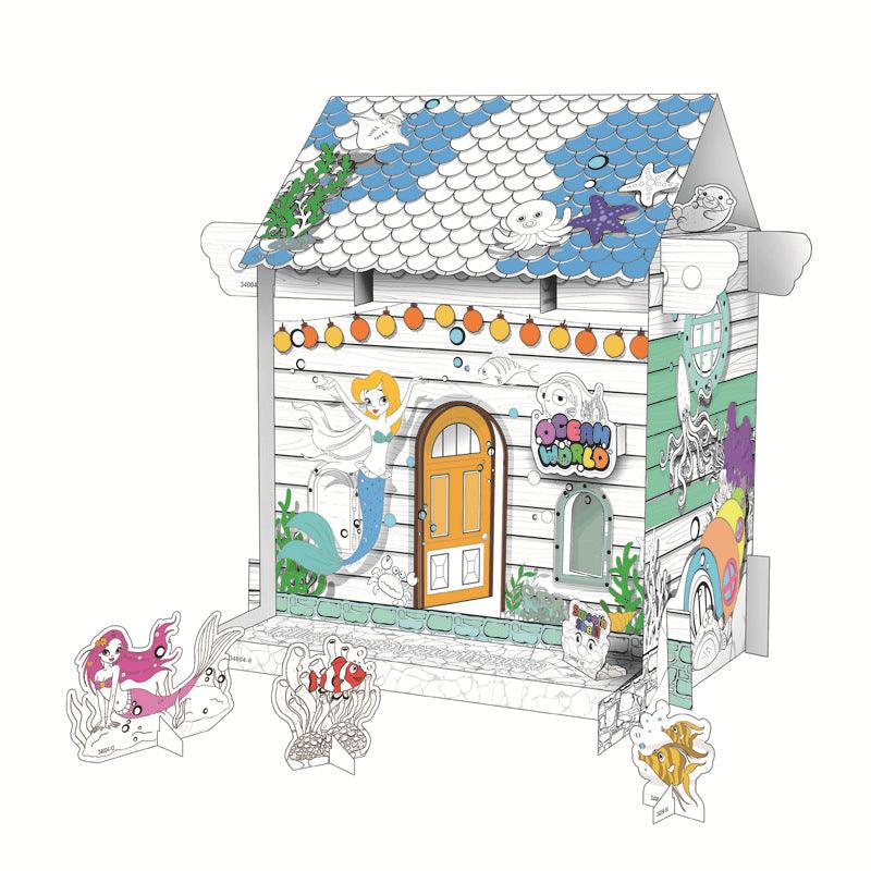 Pädagogisches Papierspielzeug | Mini DIY Creative Cardboard Malerhaus - Packung von 5