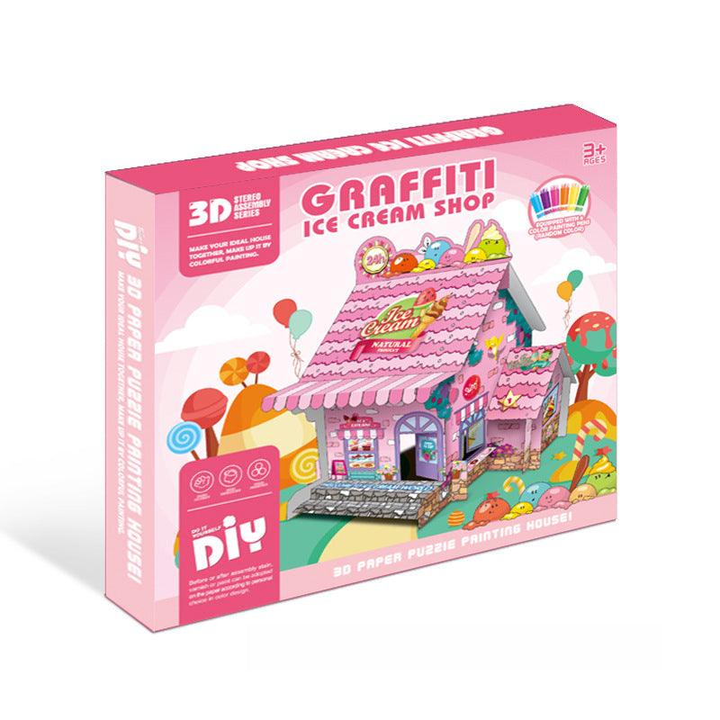 Pädagogisches Papierspielzeug | Mini DIY Creative Cardboard Malerhaus - Packung von 5